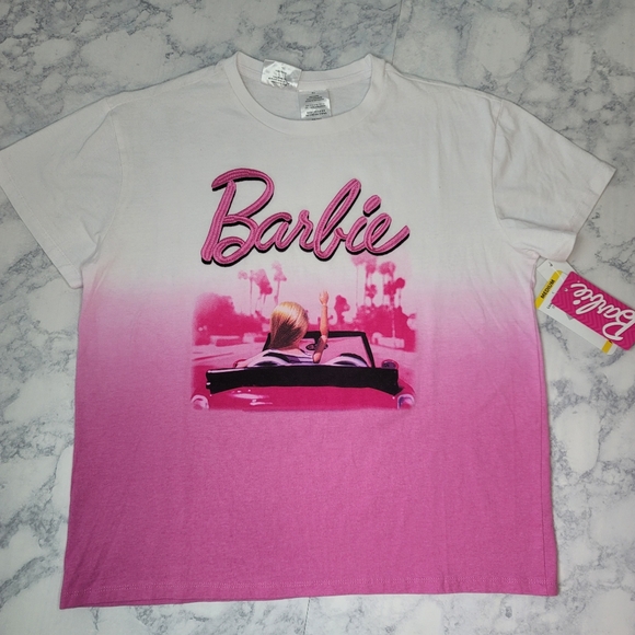 Barbie T-shirt Dip Dye Embroidered Pink White Medium NWT - Picture 10 of 10